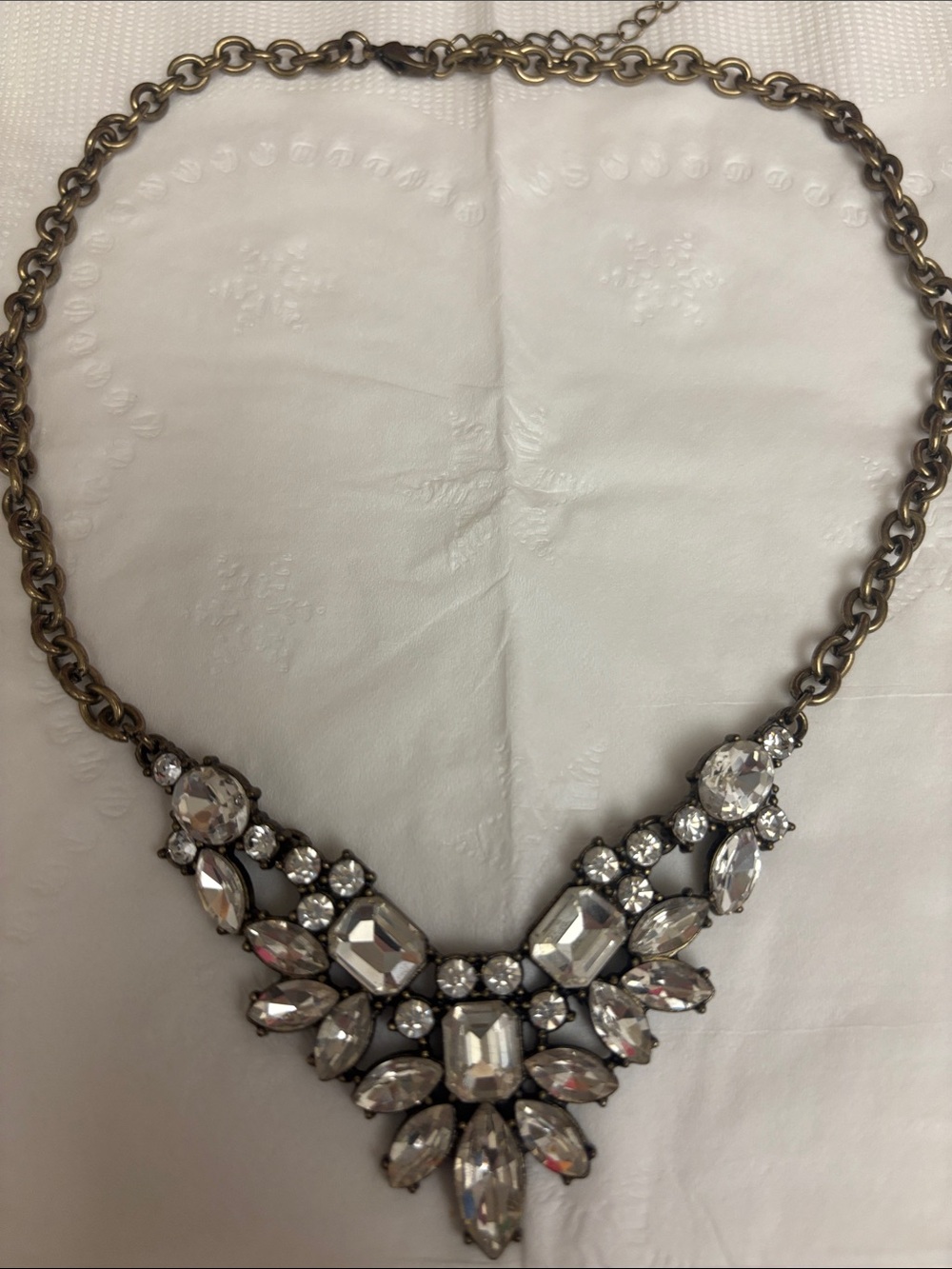 Crystal Bib Necklace on Antique Chain